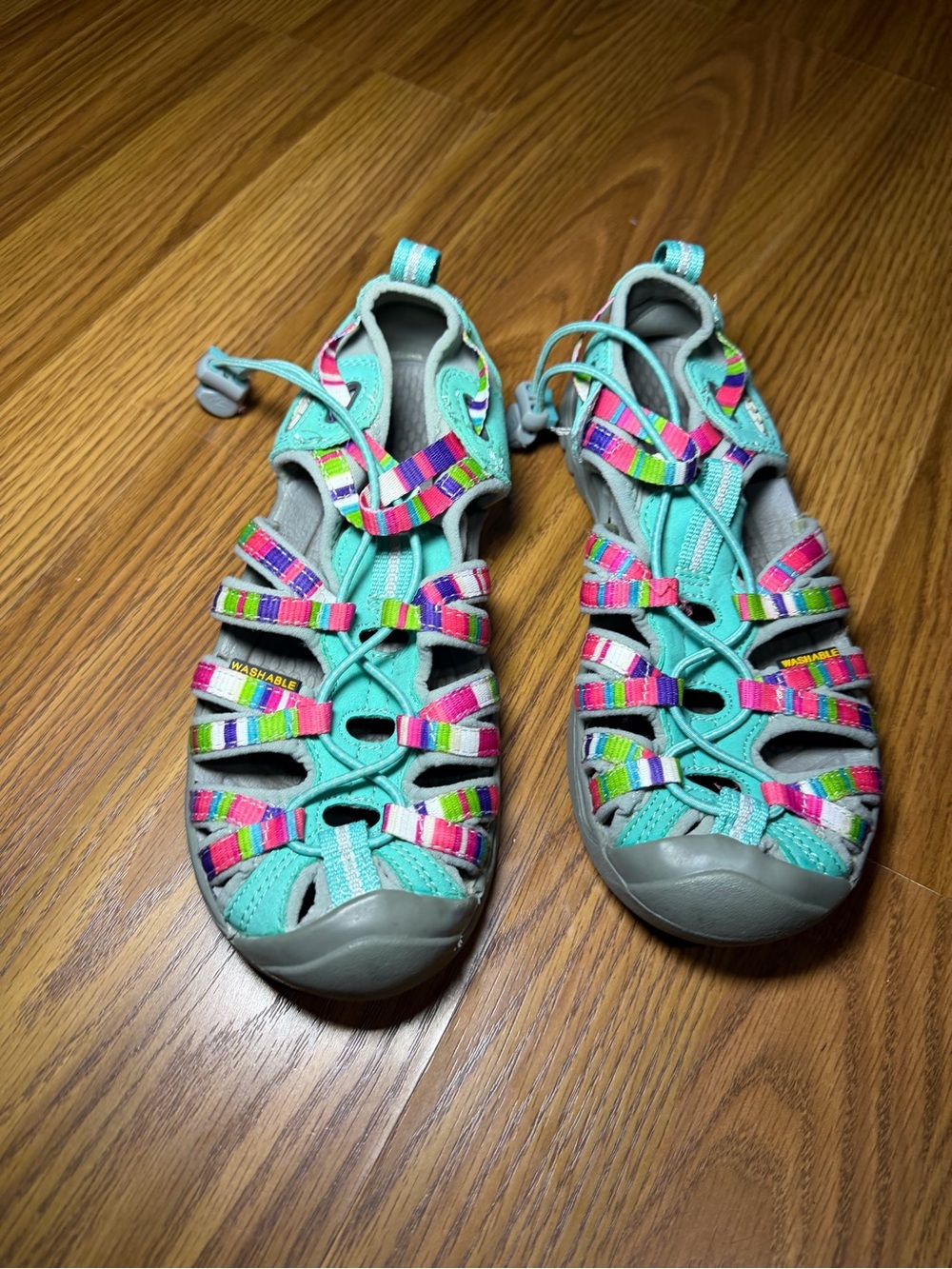 Keen Whisper sandals teal rainbow stripe outdoor hiking water comfort 3